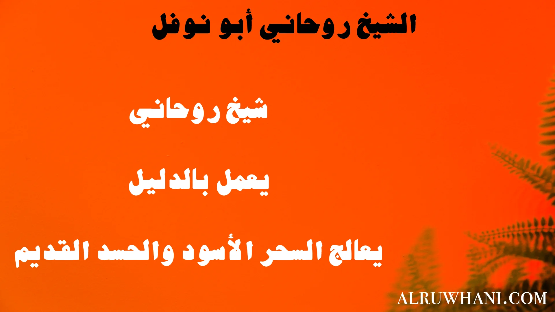 الشيخ الروحاني أبو نوفل – يعمل بالدليل ويعالج السحر الأسود والحسد القديم – alruwhani.com